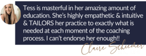 written client testimonial for Tess Rene Coaching