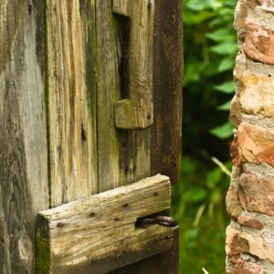 Old wooden gate slightly open, symbolising freedom of choice, in article by Tess René Coaching.