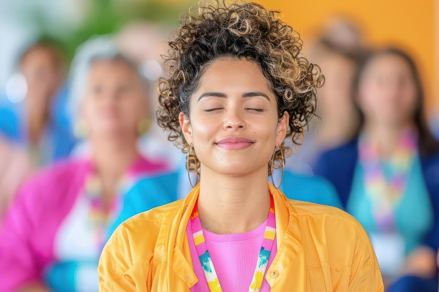Woman sitting peacefully with eyes closed, illustrating healing from childhood emotional neglect in this Tess René Coaching article.