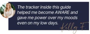 Client testimonial featured in a Tess René Coaching article about The Joy Reset free guide and tracker for mood awareness and emotional balance.