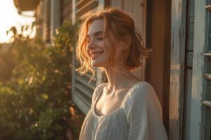 Woman enjoying the sunlight peacefully, representing small repeatable joy practices in a Tess Renè Coaching article.