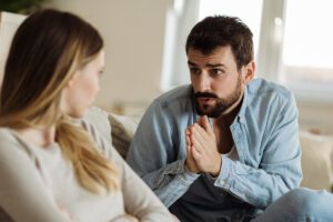 In this Tess René Coaching article, a couple in a serious conversation shows how overthinking relationships can begin with fear of conflict